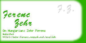 ferenc zehr business card